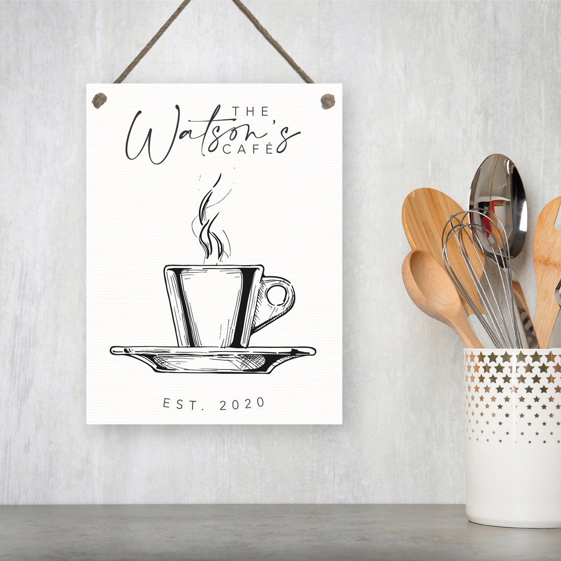The Williams Cafe Est 2023 Personalized Iced Coffee Sketch Poster - Image 2