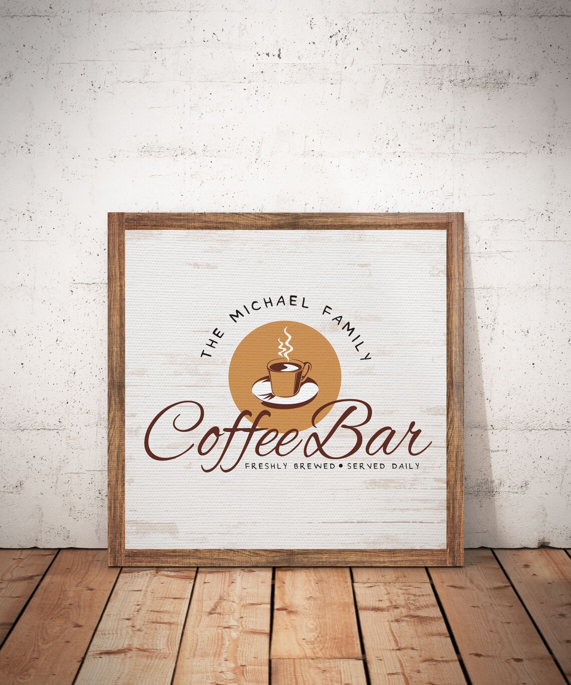 The Michael Family Coffee Bar Freshly Brewed Farmhouse Sign Poster - Image 3