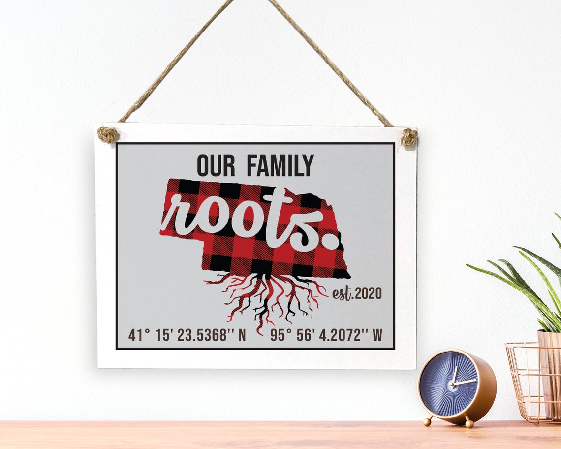 Personalized Nebraska Roots Buffalo Plaid Family Name State Map Poster - Image 2