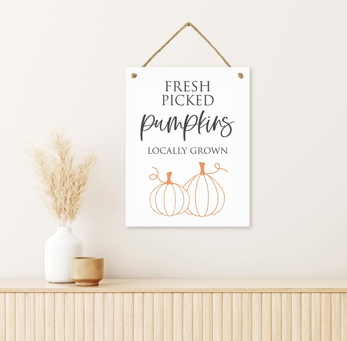 Fresh Picked Pumpkins Locally Grown Fall Kitchen Sign Wood Poster - Image 2