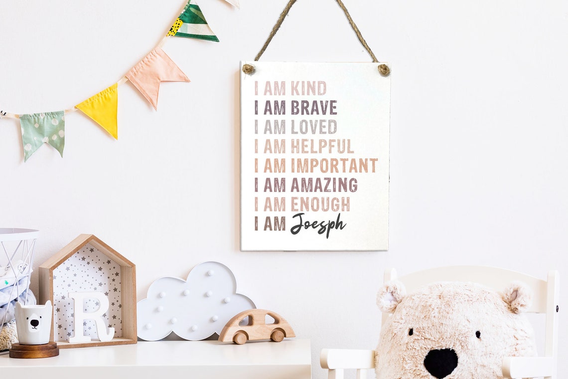 Personalized I Am Enough Kids Affirmation Custom Name Poster - Image 2