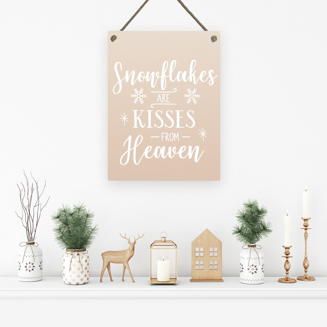 Snowflakes Are Kisses From Heaven, Farmhouse Art Print - Image 2