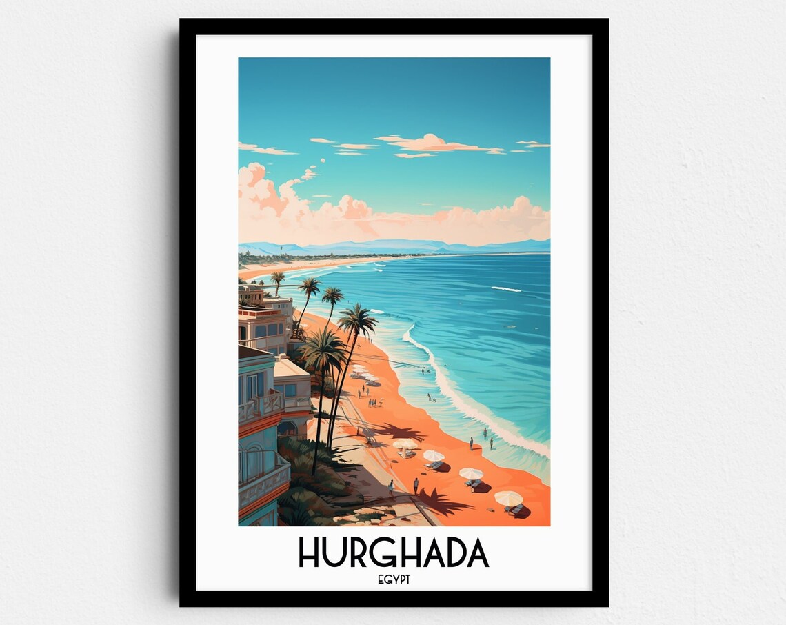 Hurghada Travel Poster, Egypt Home Decor