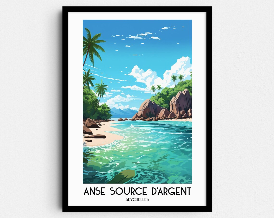 Anse Source D'Argent Travel Poster, Seychelles