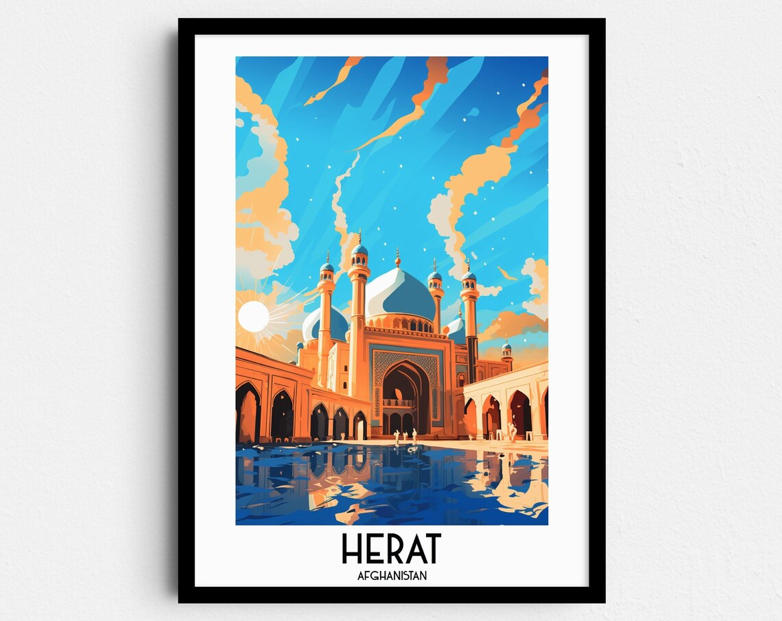 Herat Travel Poster, Afghanistan Home Decor