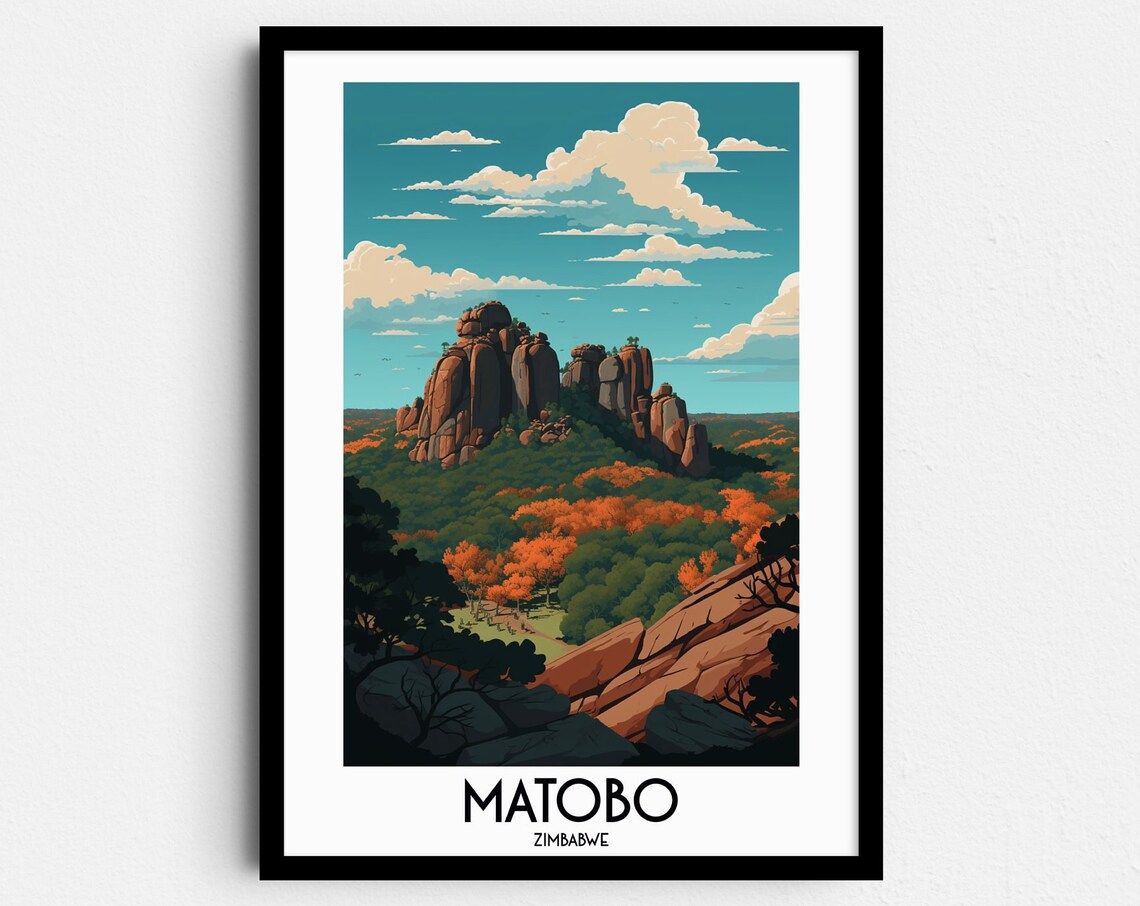 Matobo Travel Poster, Zimbabwe Home Decor Print