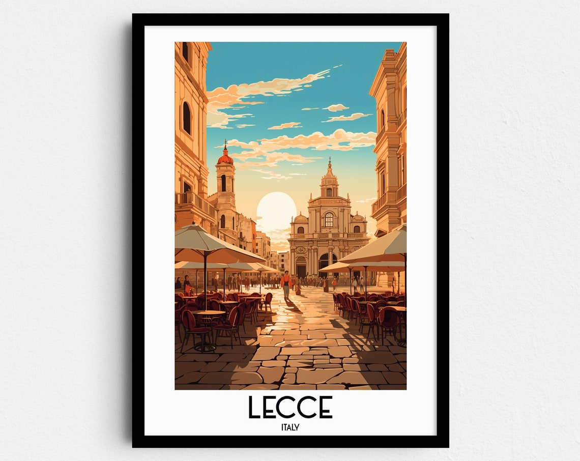 Lecce Italy Historic Baroque Piazza Cafe Sunset Stone Square Poster