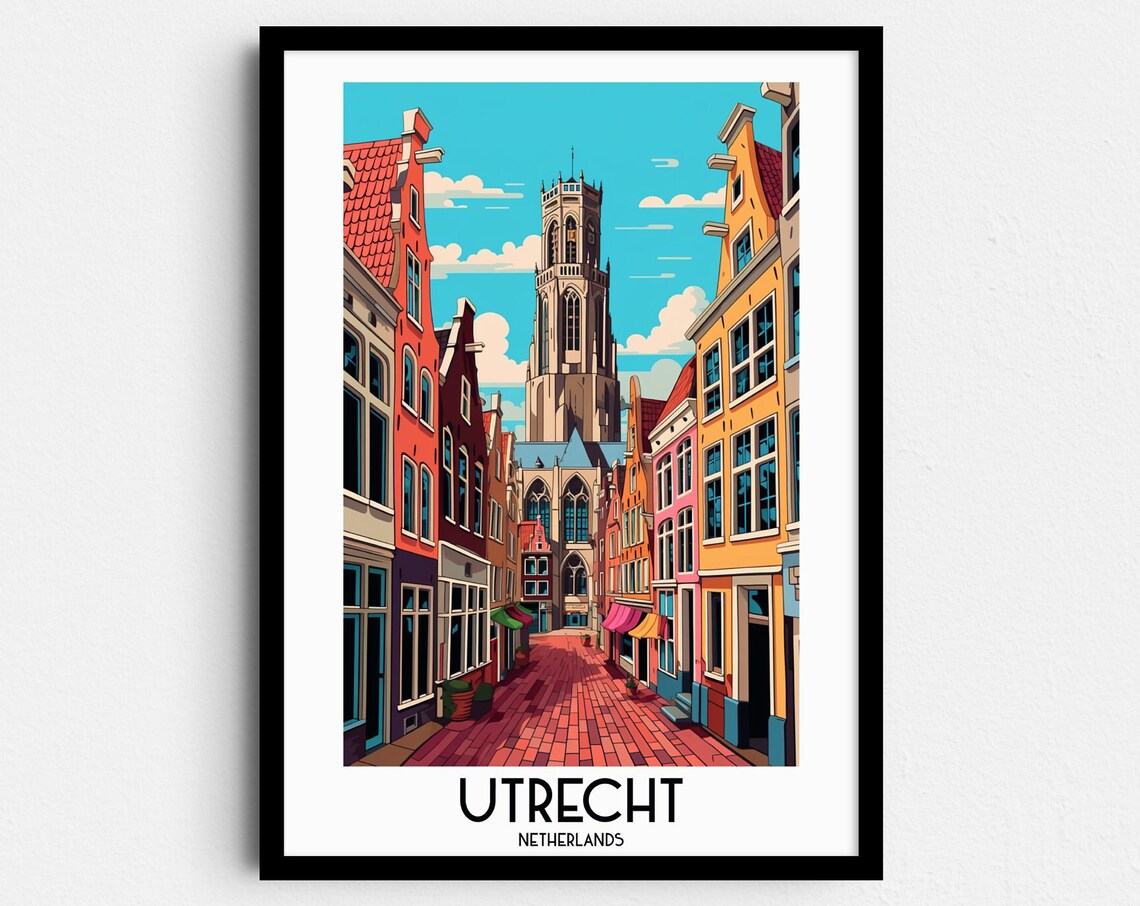 Utrecht Travel Poster, Netherlands Europe Home Decor
