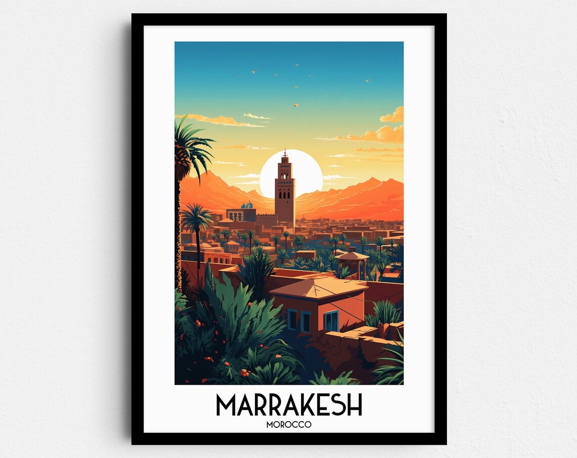 Marrakech Travel Poster, Morocco Home Decor