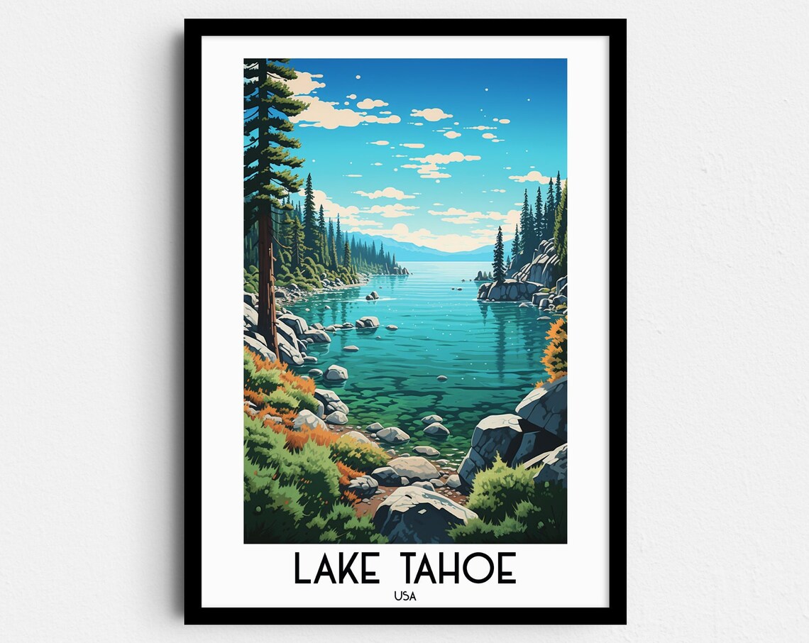 Lake Tahoe Travel Poster, California Home Decor