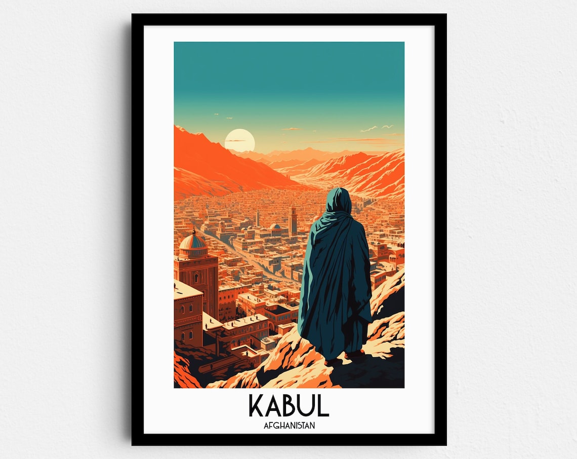 Kabul Travel Poster, Afghanistan Home Decor