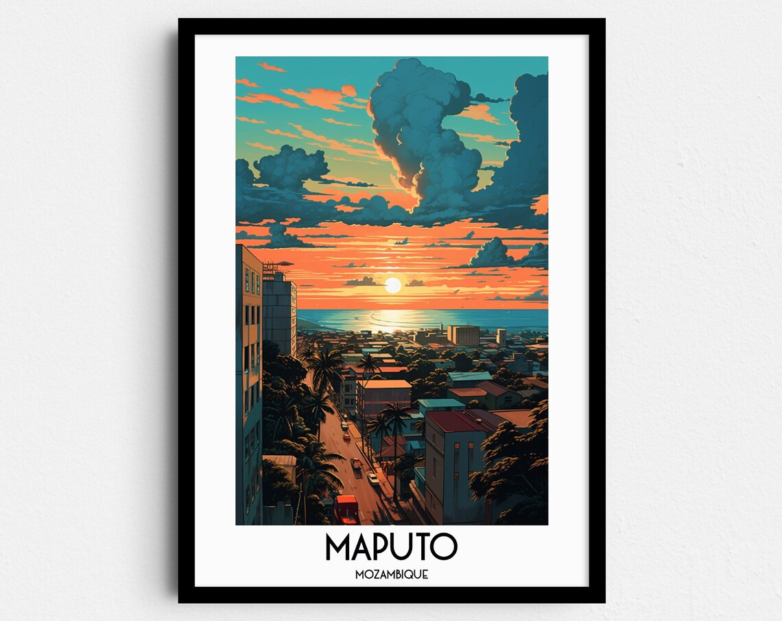 Maputo Travel Poster, Mozambique Africa Home Decor