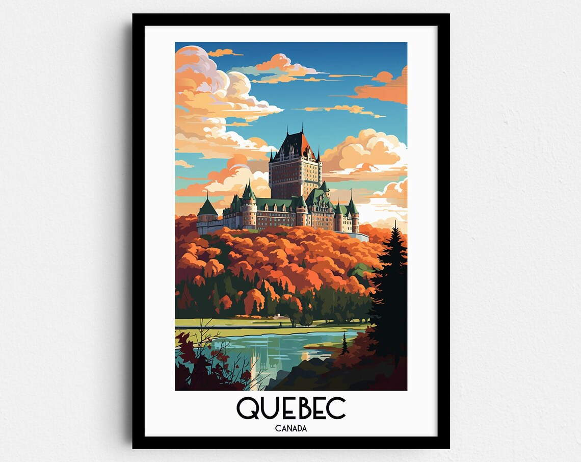 Quebec Travel Poster, Canada North America Home Decor