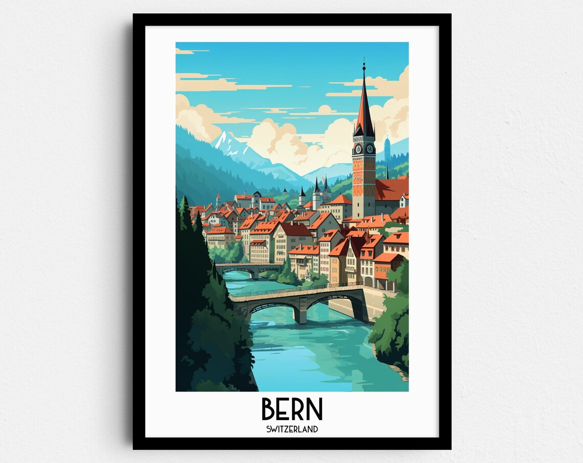 Bern Travel Poster, Switzerland Home Decor Print