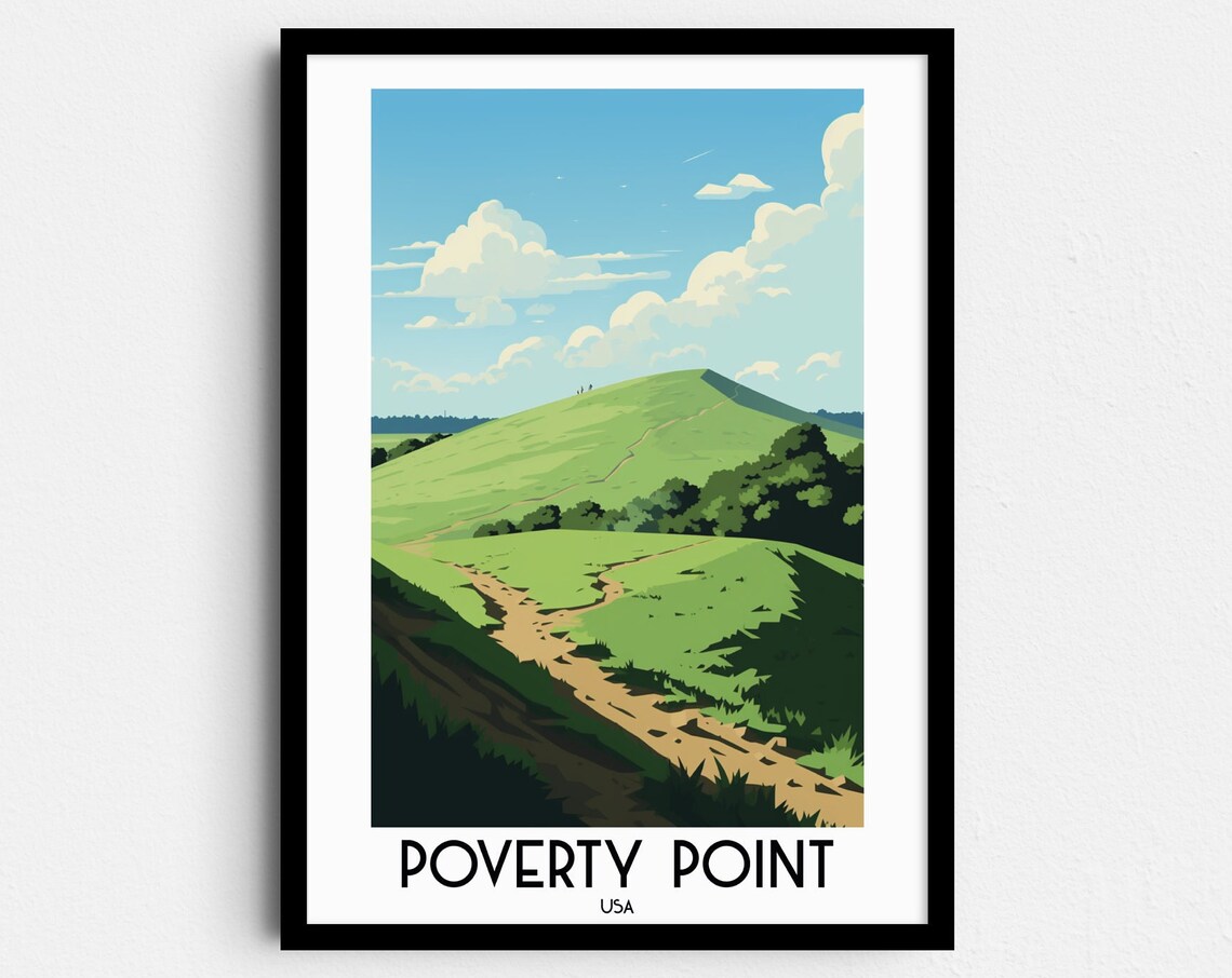 Poverty Point Louisiana Grassy Mound Ancient Earthwork Travel Poster