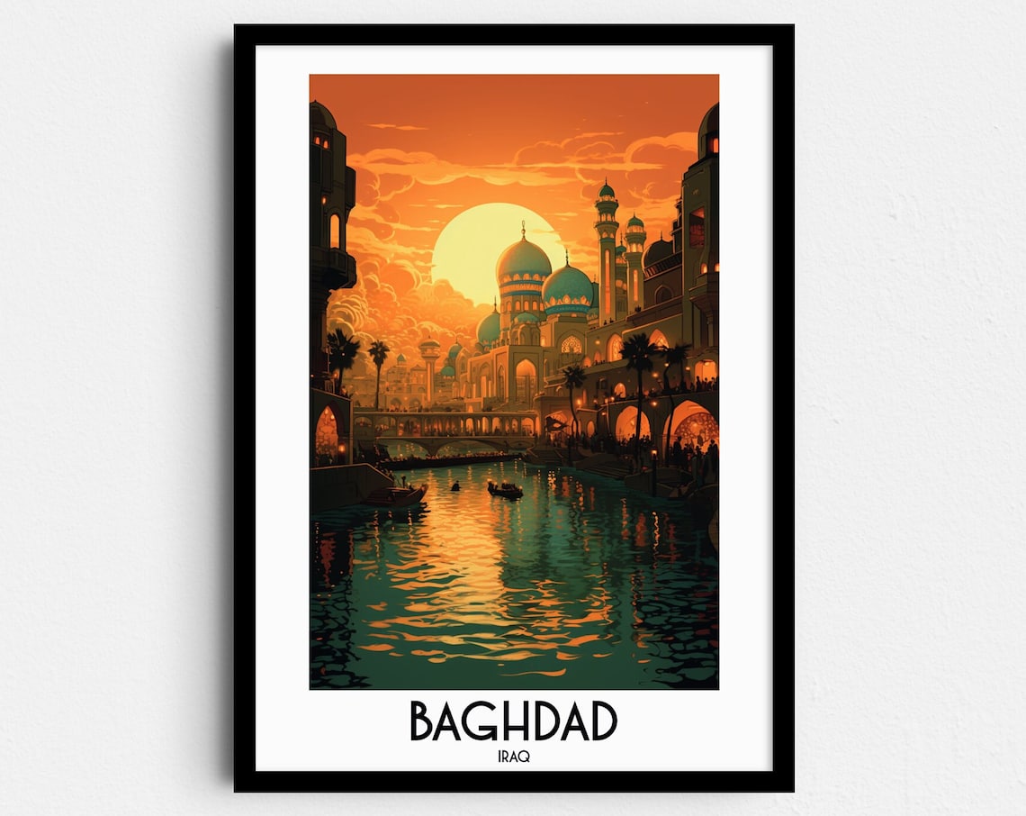 Baghdad Travel Poster, Iraq Middle East Wall Art