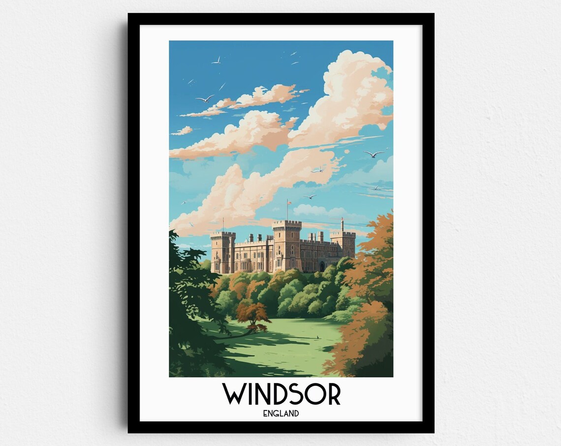 Windsor Castle Royal Park England Historic Landmark Travel Poster