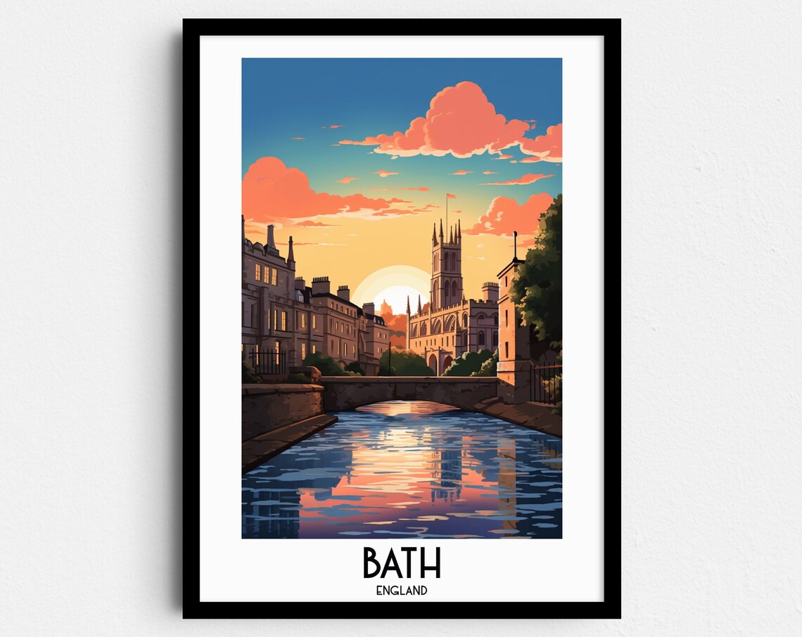 Bath England Travel Poster, UK Home Decor Print