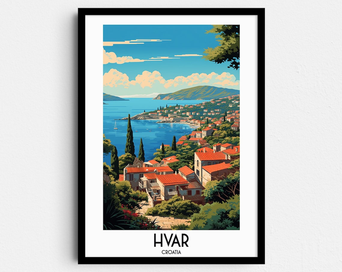Hvar Travel Poster, Croatia Europe Wall Art