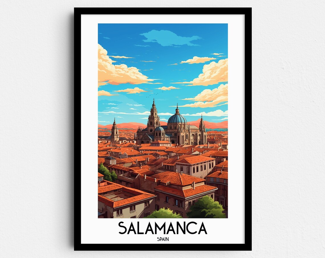 Salamanca Spain Cathedral Old Town Rooftops Golden Skyline Poster