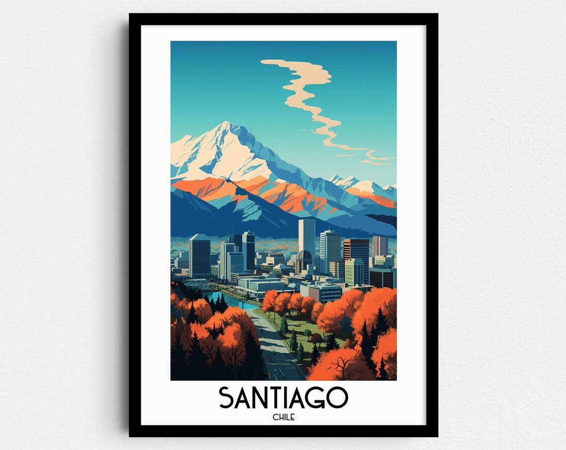 Santiago Travel Poster, Chile South America