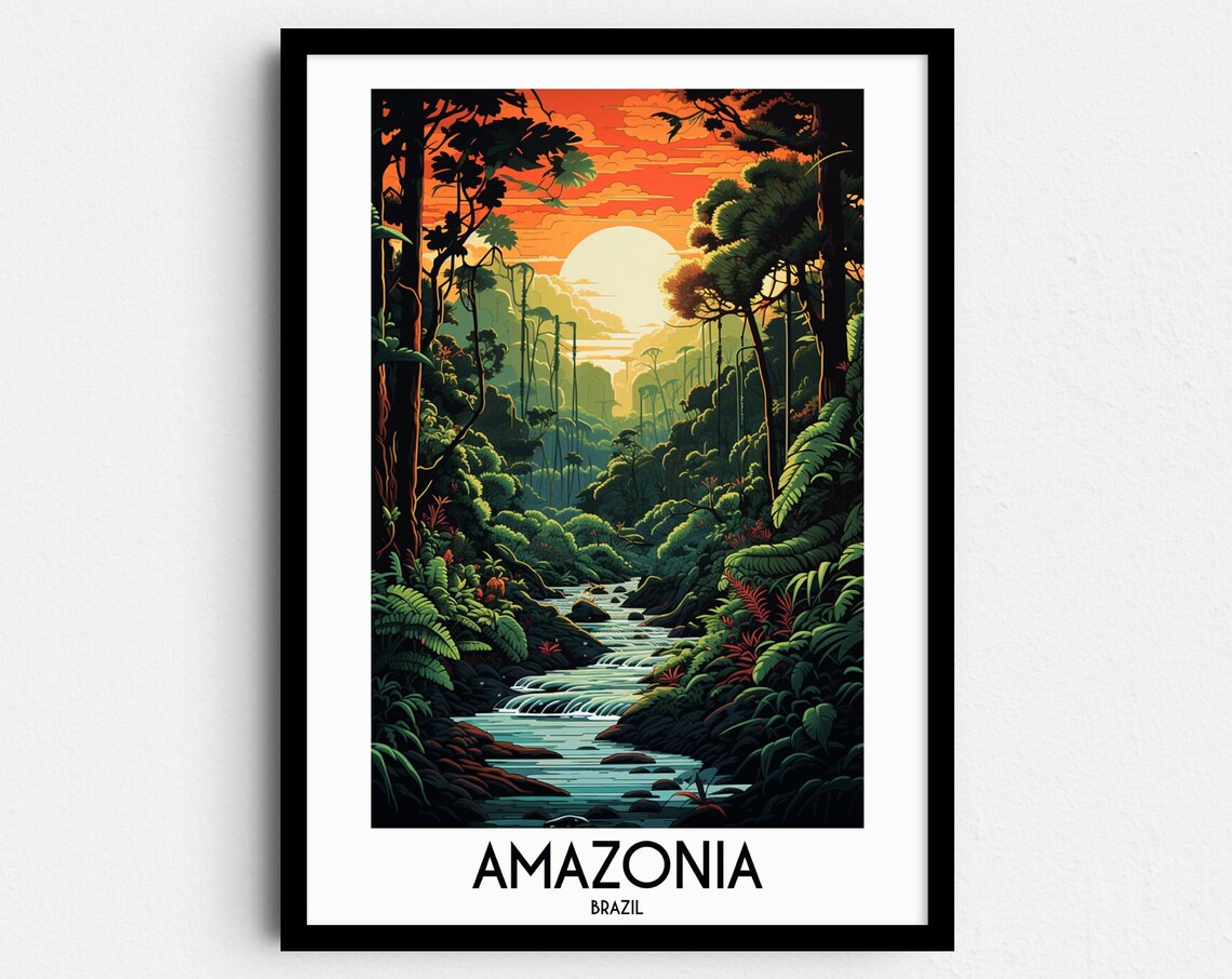Amazon Rainforest Travel Poster, Jungle Home Decor
