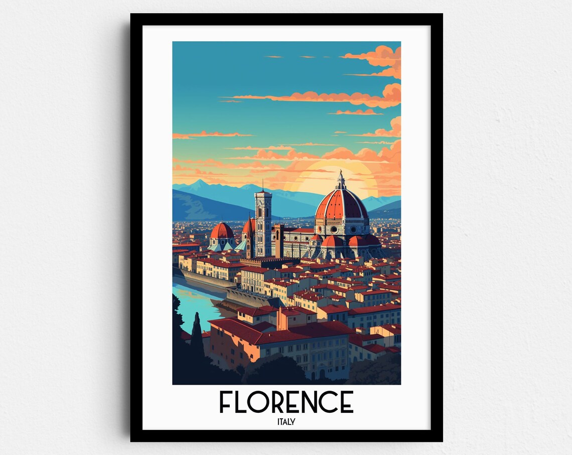 Florence Travel Poster, Italy and Tuscany Decor