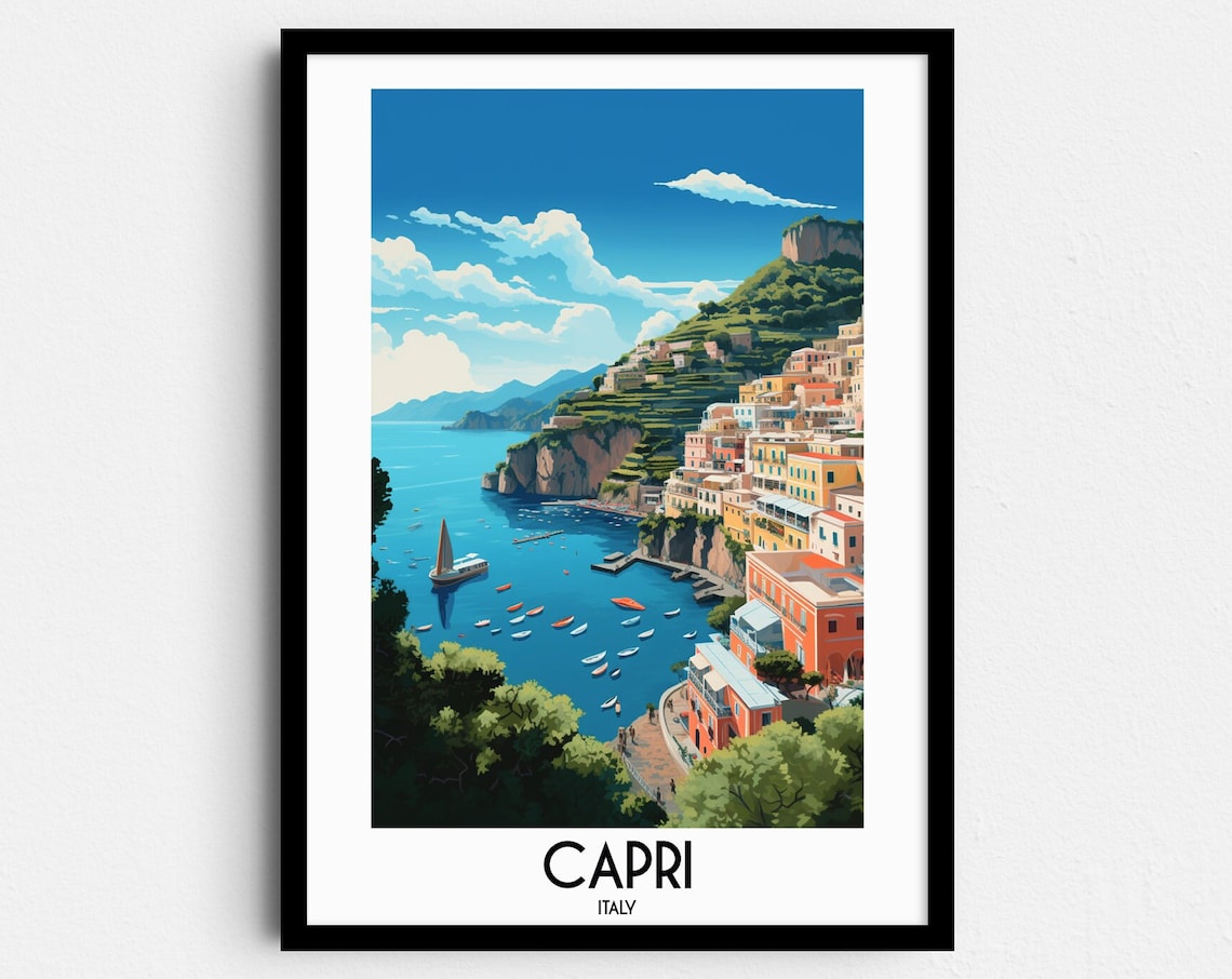 Capri Travel Poster, Italy and Campania Wall Art