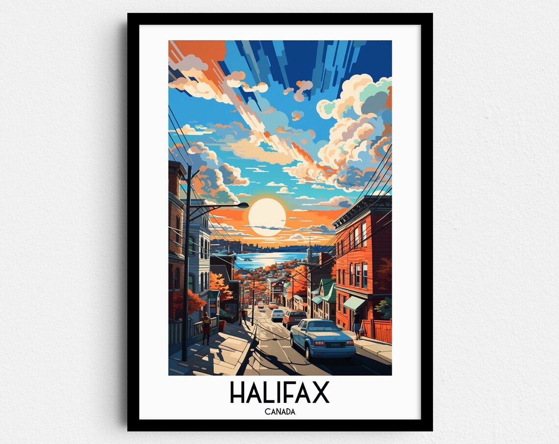 Halifax Canada Harbor Street Sunset Maritime Cityscape Travel Poster