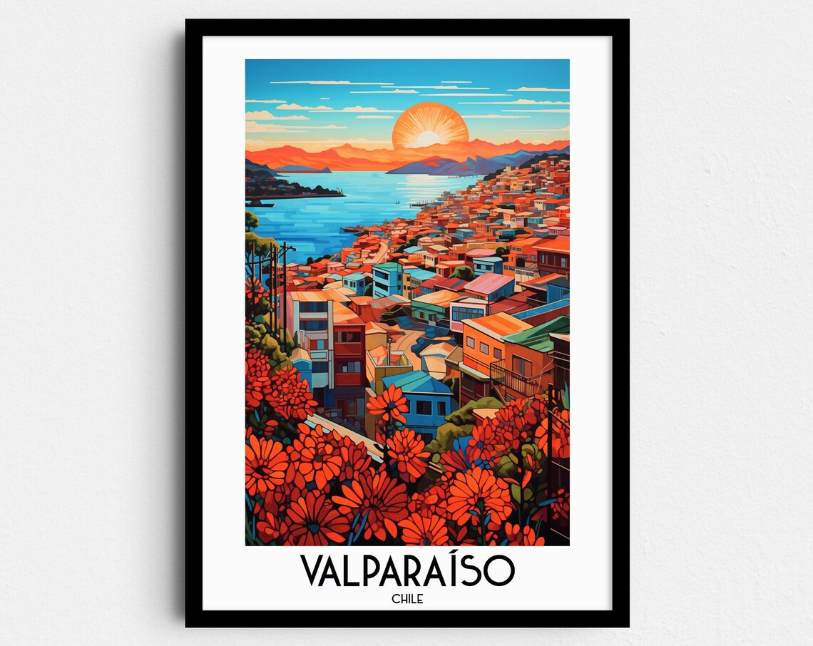 Valparaiso Travel Poster, South America Home Decor