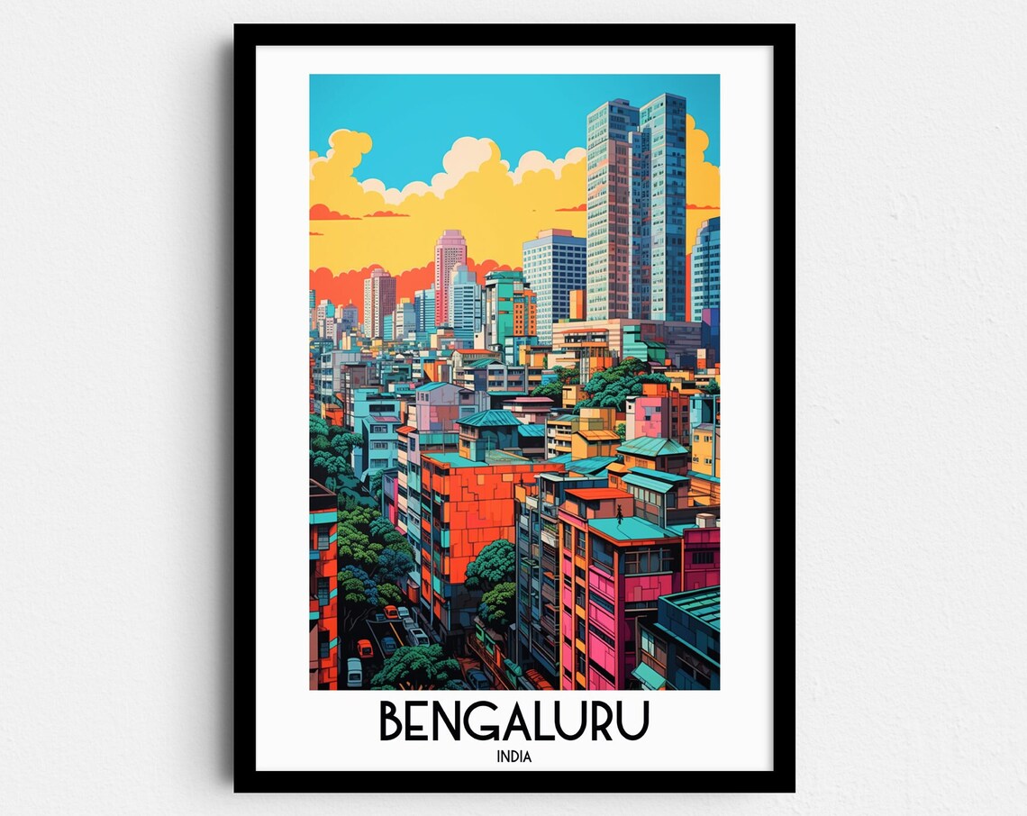 Bengaluru Travel Poster, Bangalore India Home Decor
