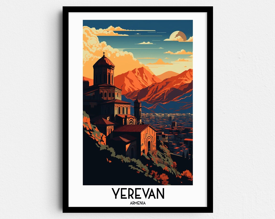 Yerevan Travel Poster, Armenia Home Decor