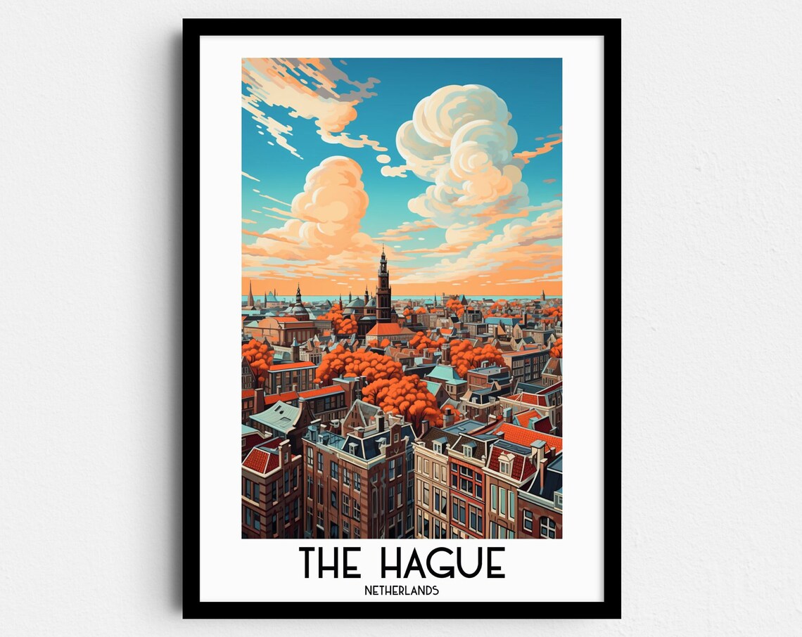 The Hague Travel Poster, Europe Home Decor