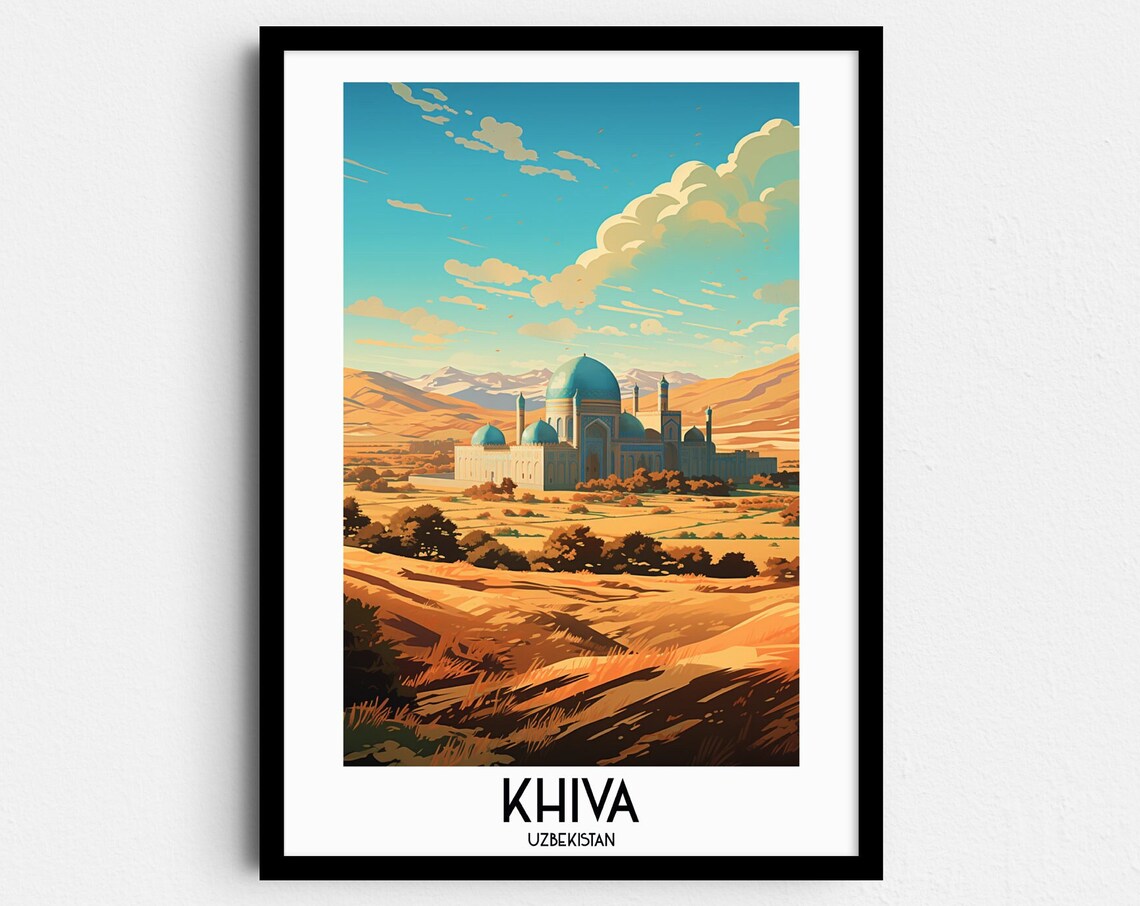 Khiva Travel Poster, Uzbekistan Home Decor