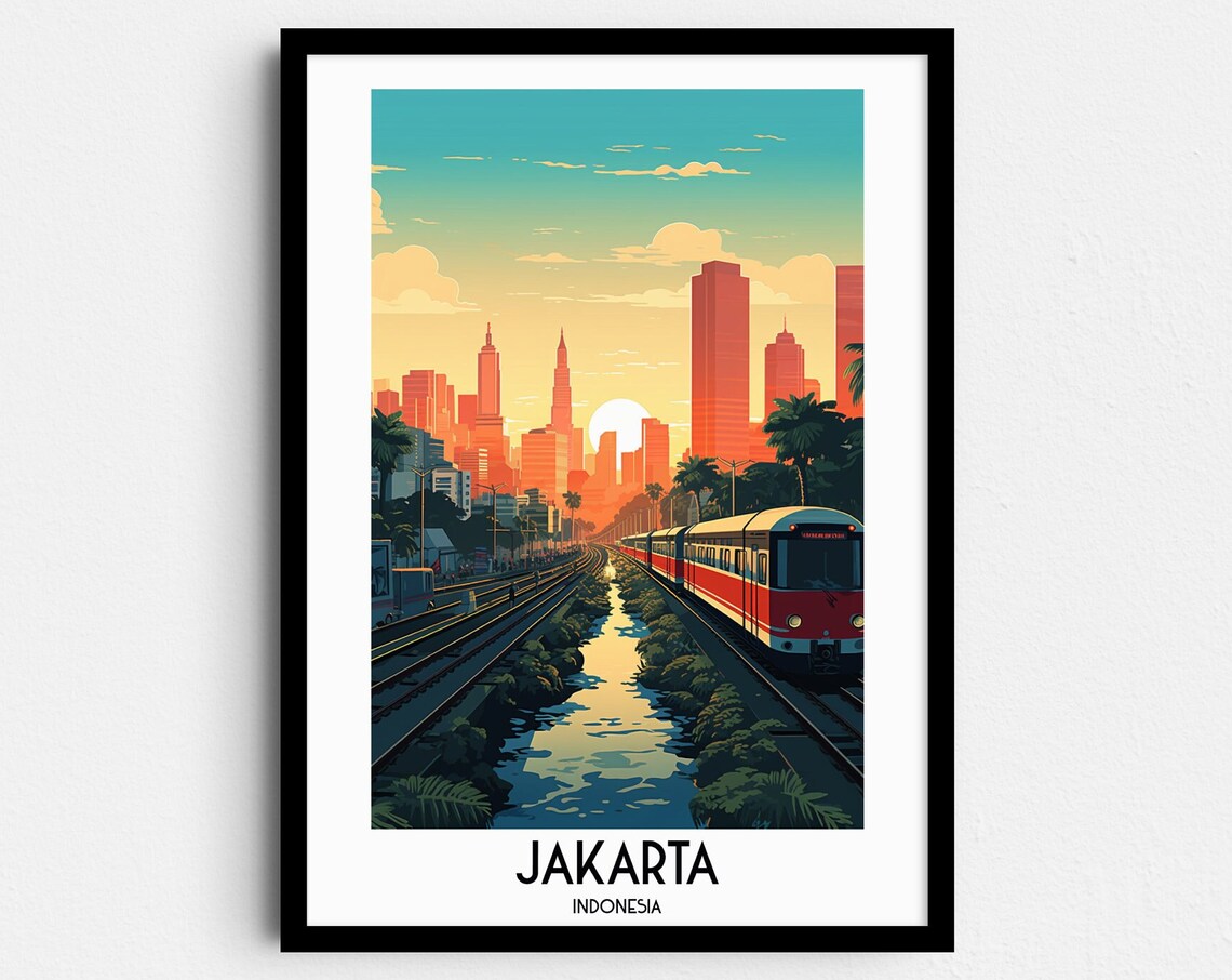 Jakarta Travel Poster, Indonesia Home Decor Print