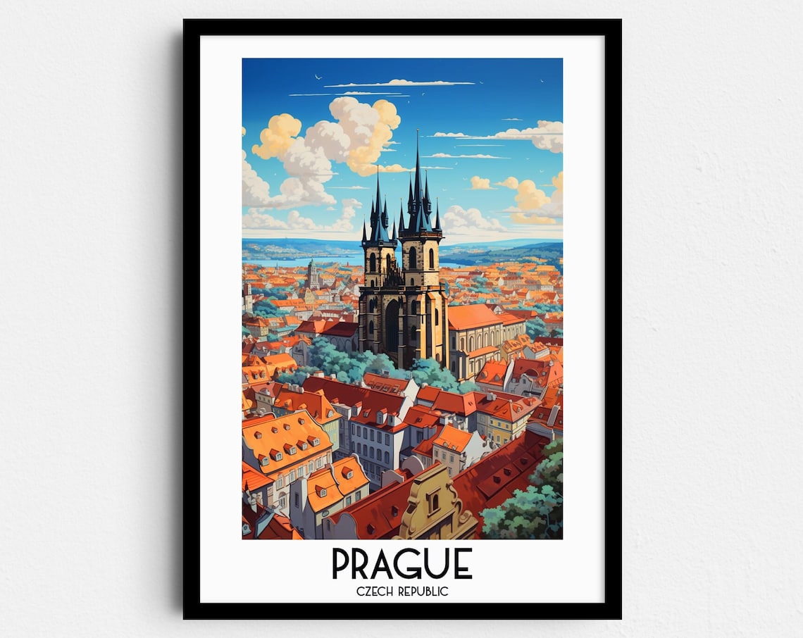 Prague Travel Poster, Czech Republic Europe