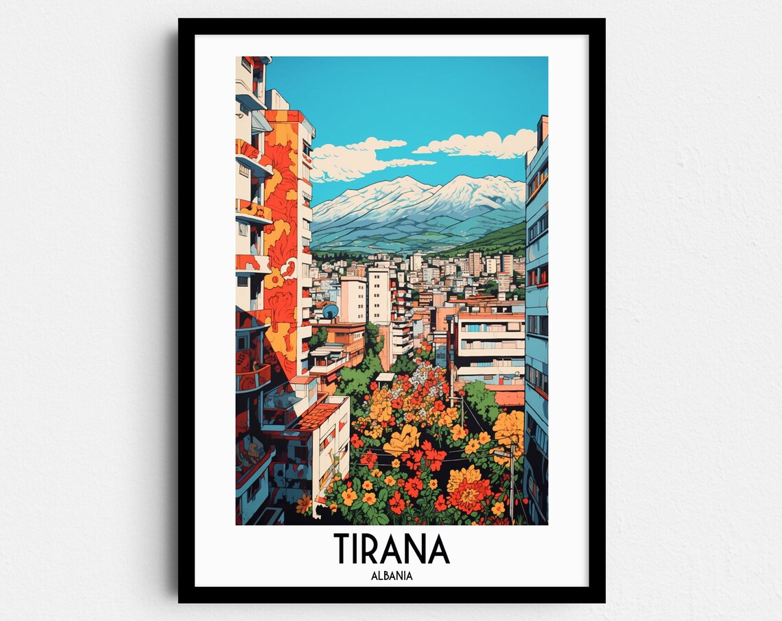Tirana Travel Poster, Albania Wall Art Print