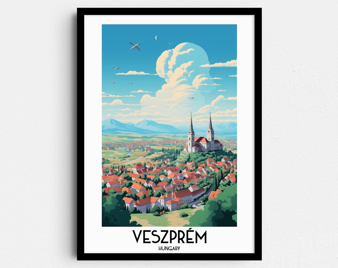 Veszprm Vintage Travel Poster, Hungary Wall Art