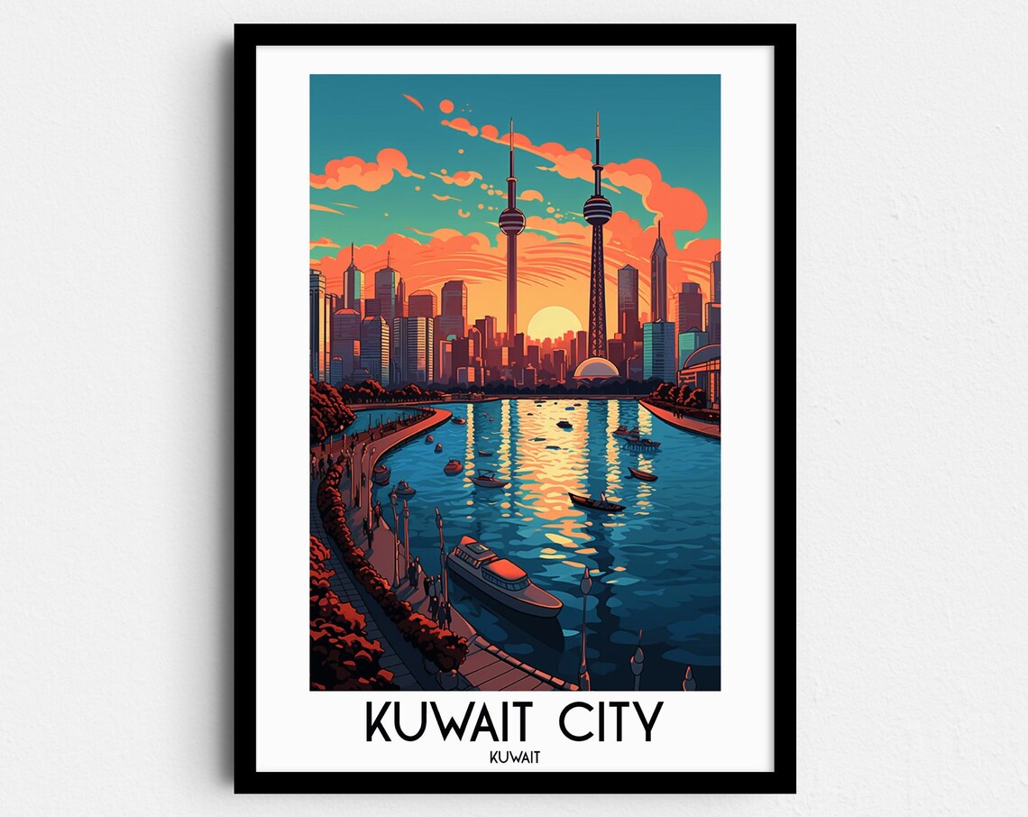 Kuwait City Travel Poster, Middle East Home Decor