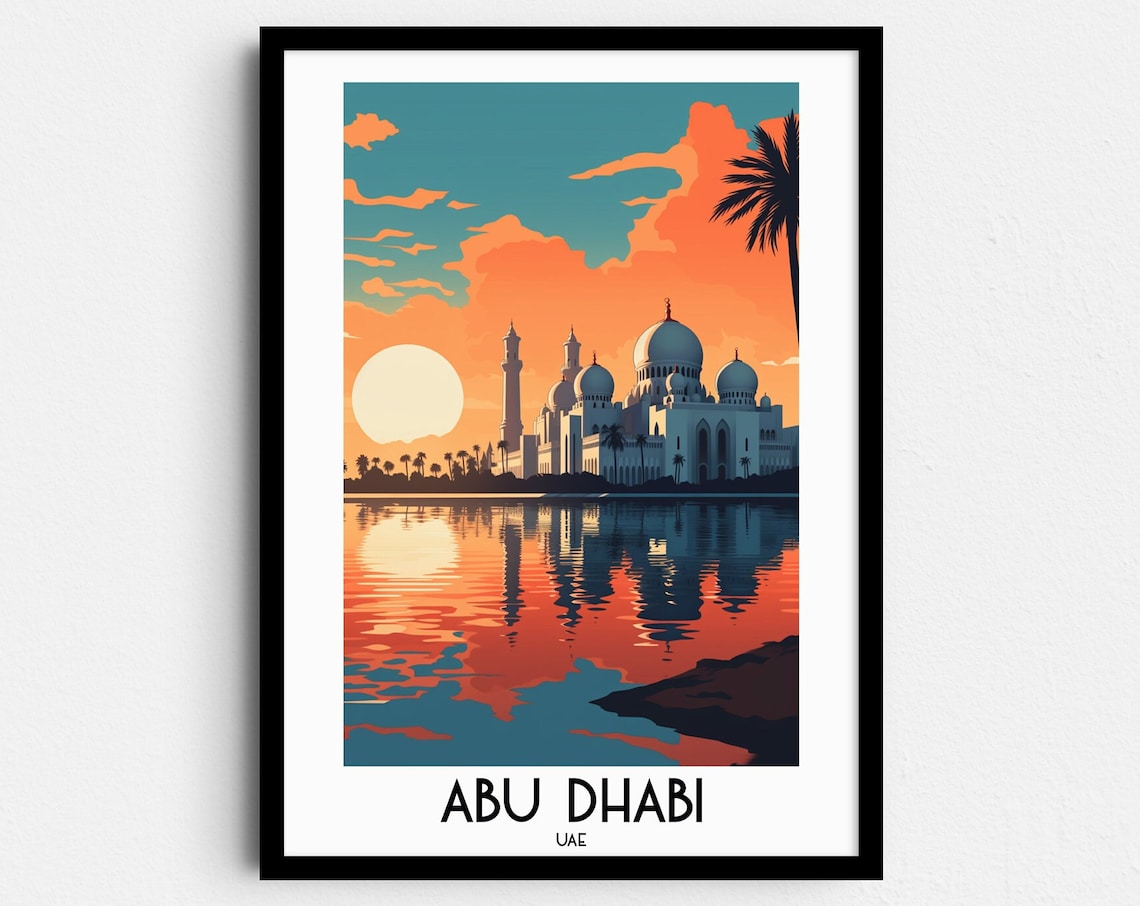 Abu Dhabi Travel Poster, Asia Home Decor Print