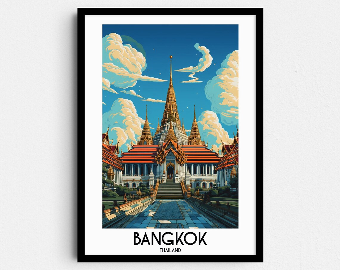 Bangkok Travel Poster, Thailand Asia Wall Art