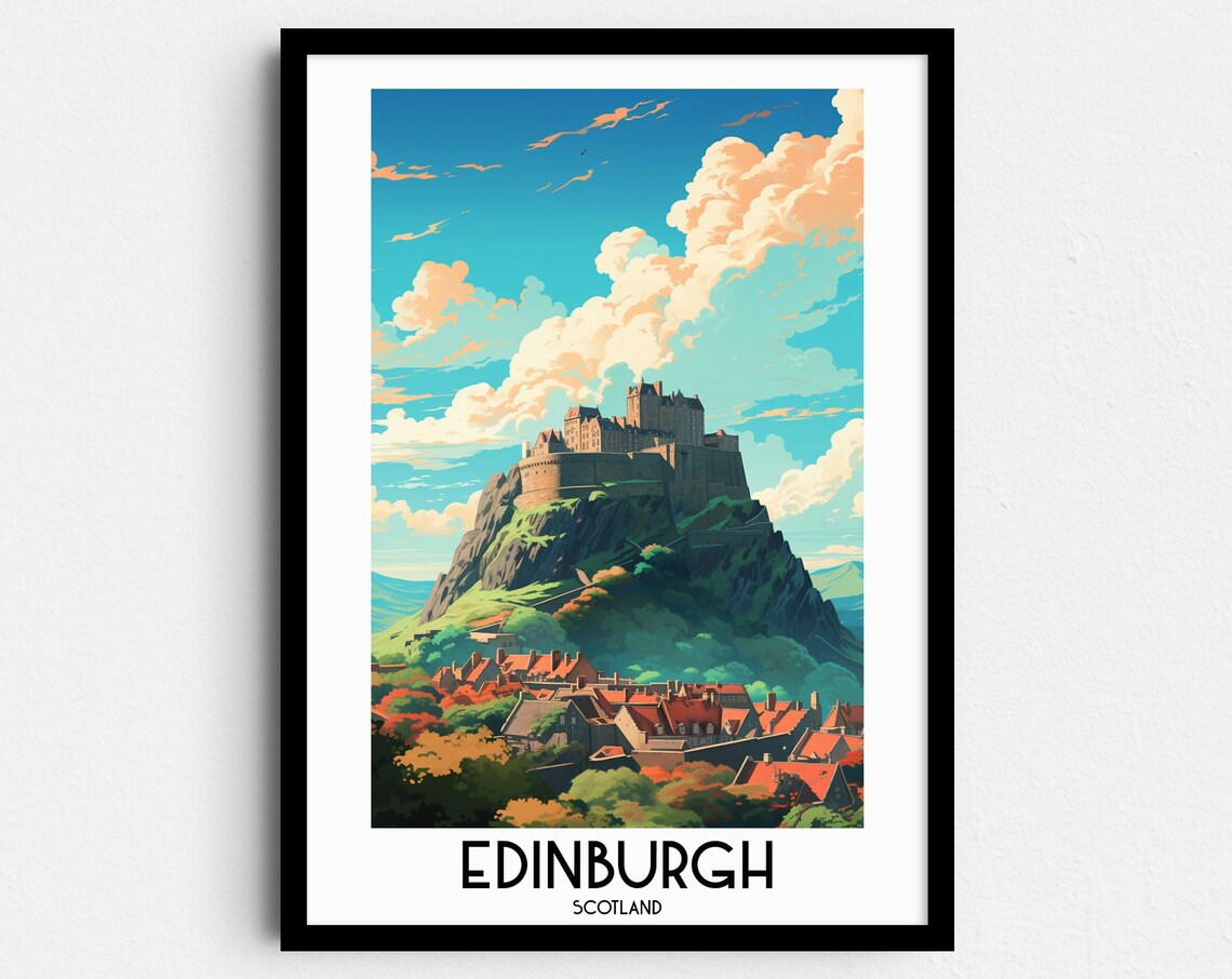 Edinburgh Travel Poster, Scotland Castle Wall Art