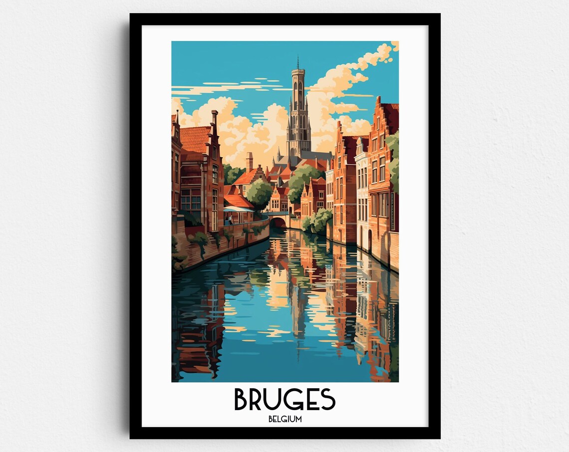 Bruges Travel Poster, Belgium Home Decor Print