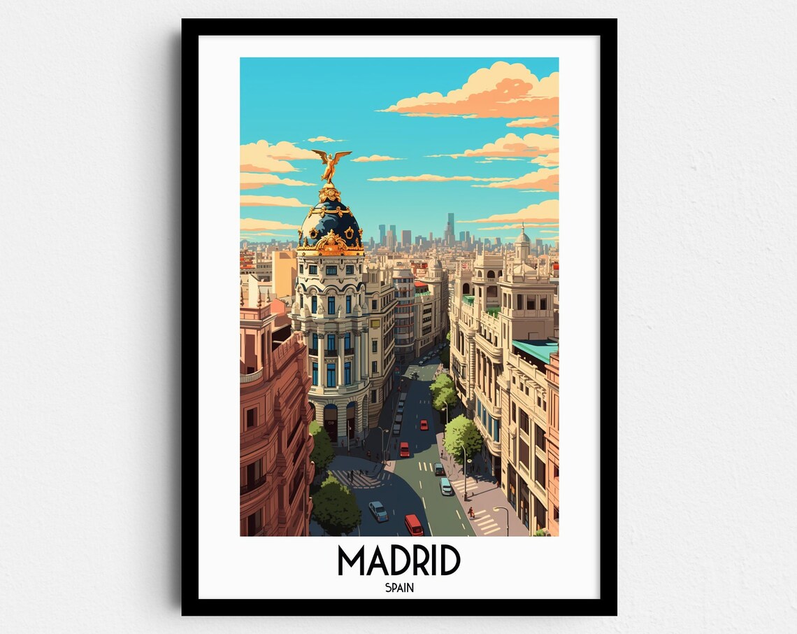 Madrid Travel Poster, Spain Gran Via Wall Art