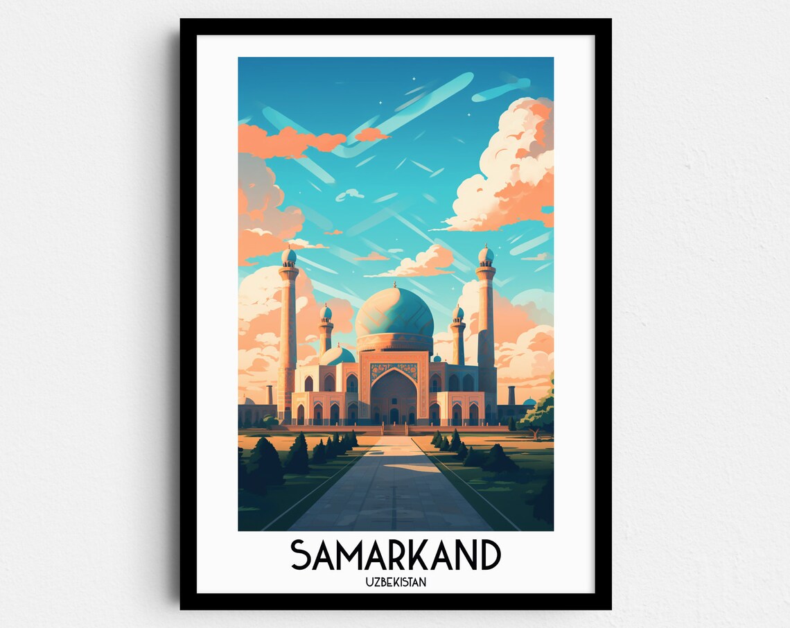 Samarkand Travel Poster, Uzbekistan Home Decor