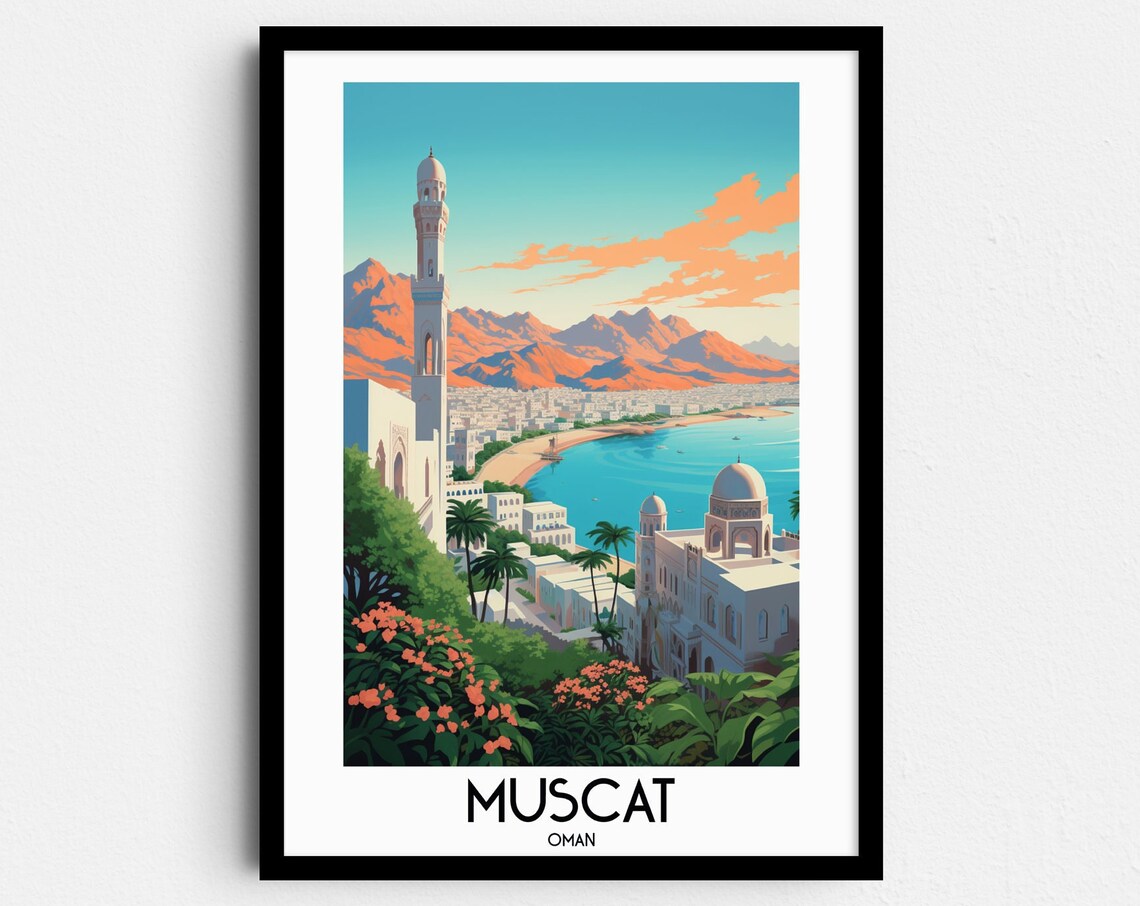 Muscat Travel Poster, Oman Middle East Decor