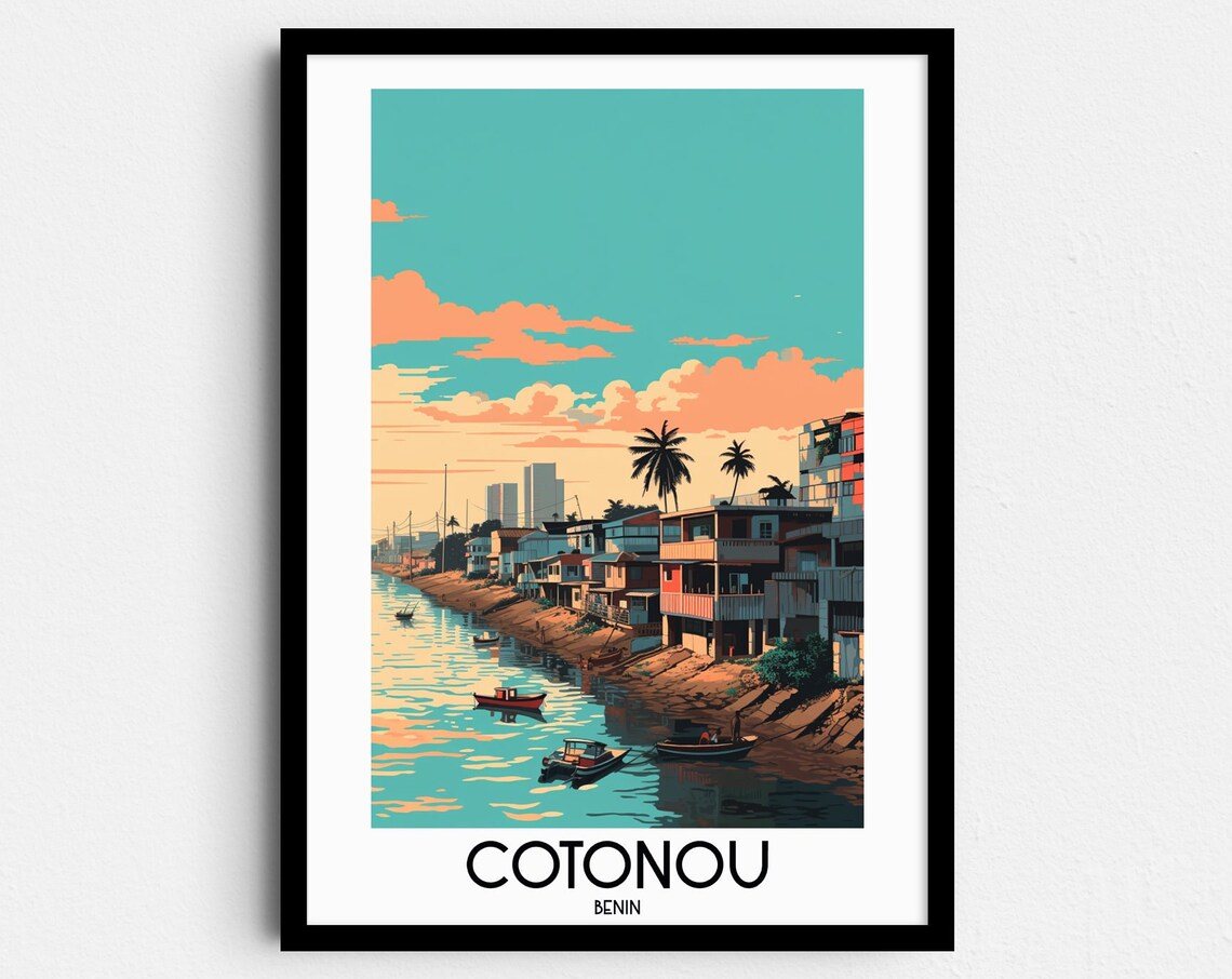 Cotonou Travel Poster, Benin Wall Art Print
