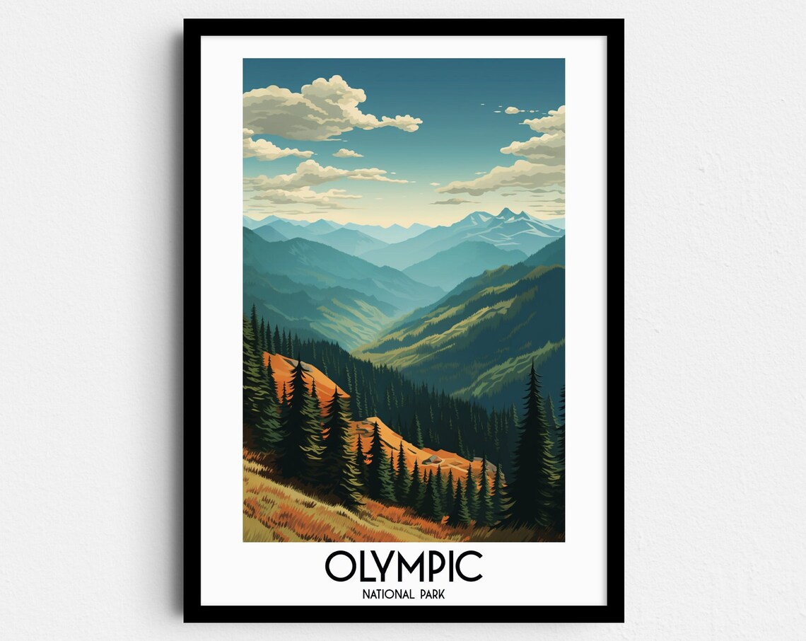 Olympic National Park Washington Mountain Layers Forest Valleys Poster