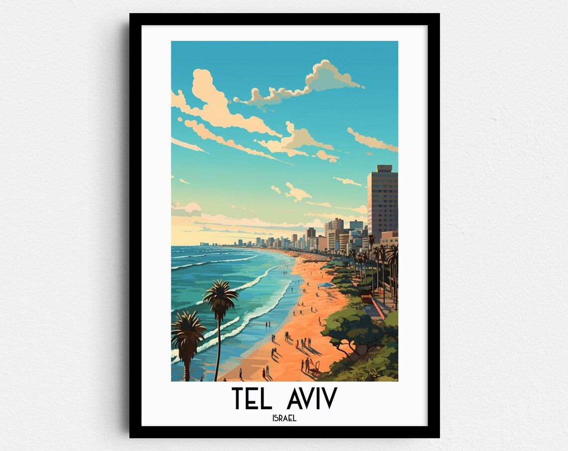 Tel Aviv Travel Poster, Israel Home Decor Print