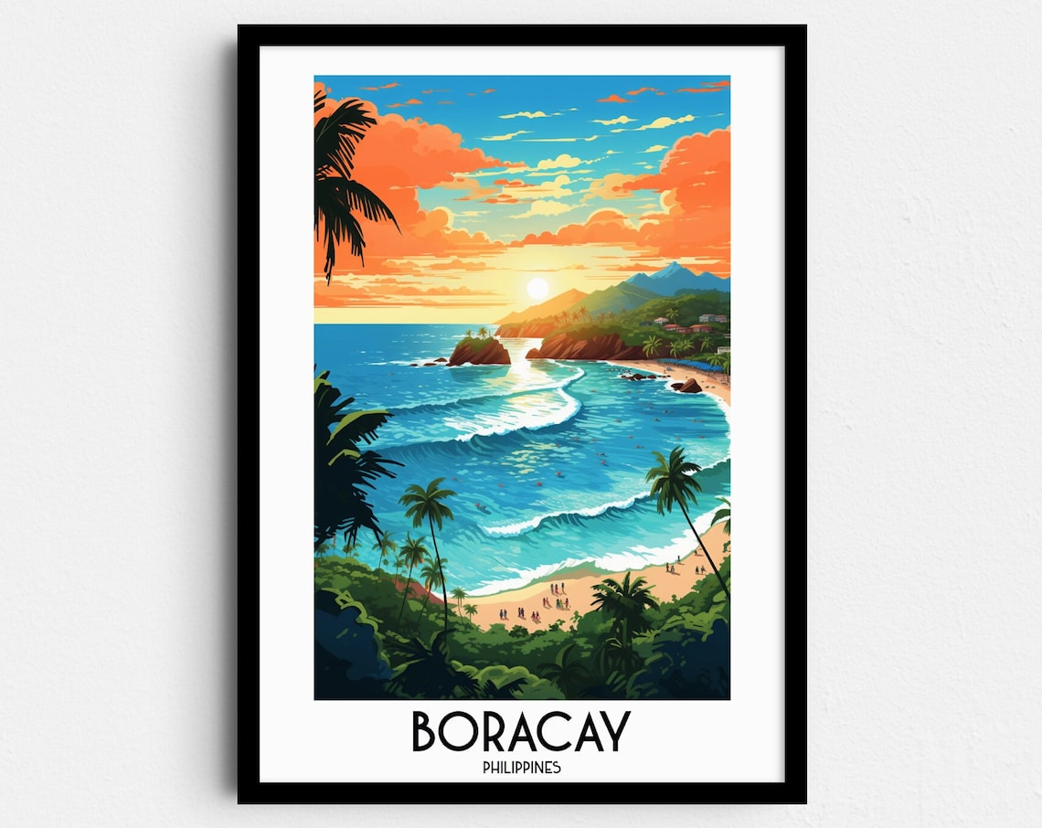 Boracay Travel Poster, Philippines Home Decor